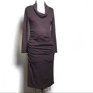 Stork Baby Stretch Knit Cowl Neck Maternity Dress